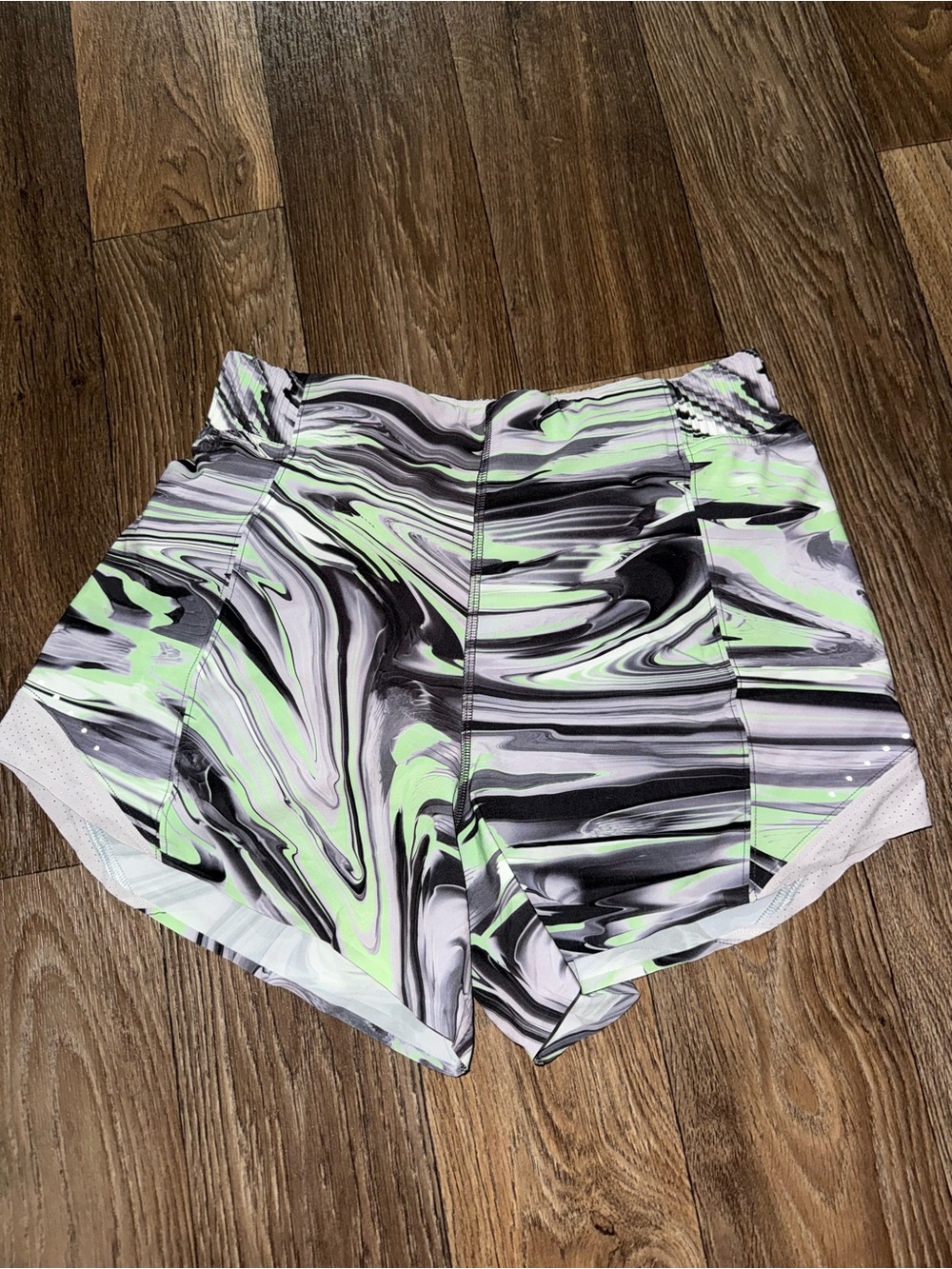 Lululemon Marble-Print Athletic Shorts in Green/Black/Grey. Only worn once.